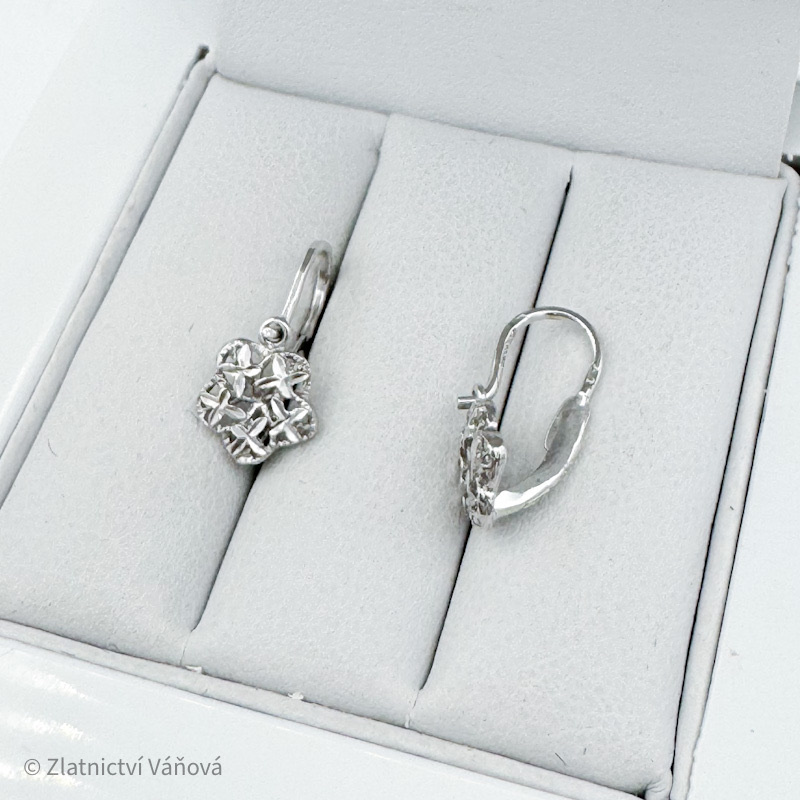 Bílé zlato miminkovské náušnice ozdobné květiny